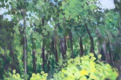 <em>Forest Path</em>, 12x9 inches,  acrylic on paper, mounted on panel